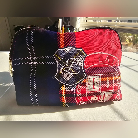 NWOT Estee Lauder collegiate preppy scholar plaid makeup cosmetic pouch bag - Picture 6 of 8